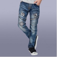 Patch-knee slim jeans